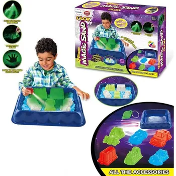 kinetický písek Mamido Sada svítícího kinetického písku 500 g s formičkami a podložkou