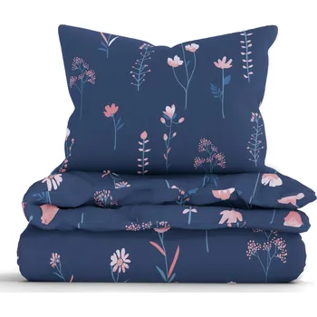 Povlečení Bavlněné povlečení Renforcé - Vlčí máky tmavě modré