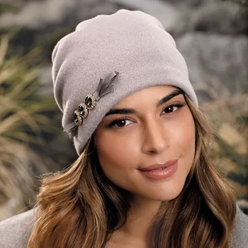 Čepice Krumlovanka Dámská zimní čepice - šedá 100% vlna Woolmark W-0914/529