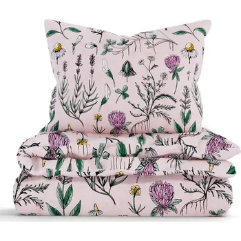 Povlečení Francouzské bavlněné povlečení Renforcé - Herbář pudrové