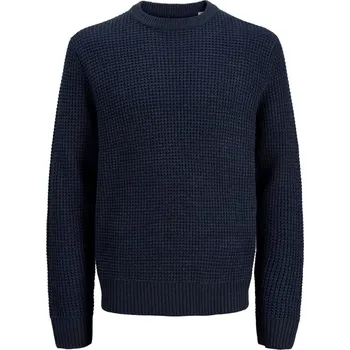 Pánský svetr Jack and Jones Global Crew Knitted Jumper Mens Plus Size Sky Captain 5XL