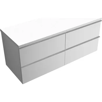 Koupelnový nábytek CERANO - Koupelnová skříňka pod umyvadlo s úchytkou/deskou pod umyvadlo Velora - 36 mm - bílá matná, chromová úchytka - 119x49,8x45,2 cm