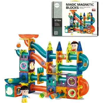 Kuličková dráha Mamido Magnetická stavebnice kuličková dráha 128 dílů