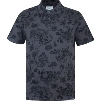 Pánské tričko Firetrap All-Over Print Polo Top Mens Charcoal XL