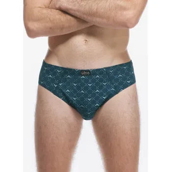 GINA pánské slipy se širším bokem, širší bok, šité, s potiskem 71139P - petrolejová aqua - 62/64