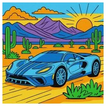 Set školních potřeb Malowanie po numerach -Samochodzik na pustyni Kids