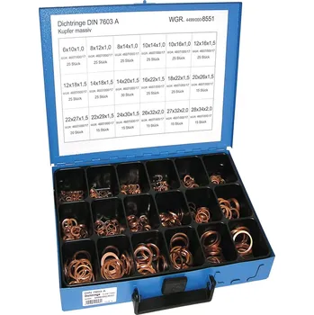 Těsnění motoru Těsnicí kroužky měděné DIN 7603 A 6x10-28x34, sada 390 ks v kufru