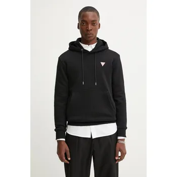 Pánská mikina Mikina Guess Jeans pánská, černá barva, s kapucí, hladká, M4YQ22 K9V31 M4YQ22.K9V31 99X, vel. XL