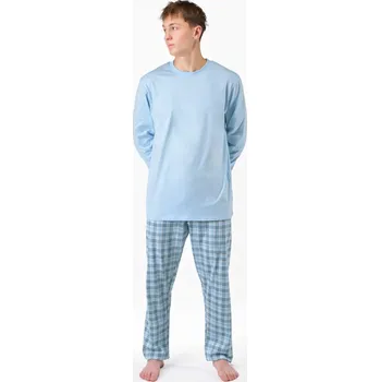 Pánská móda Pánské pyžamo dlouhé 79189P - pomnenková bílá - XL