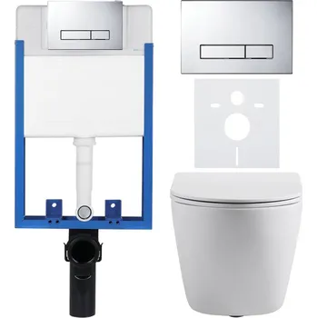 CERANO Podomítkový WC set Cesso bílá matná WC tlačítko Slim, chrom k zazdění