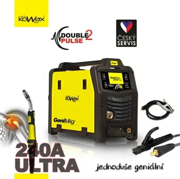 Kowax GeniMig 240 Double Puls Svařovací stroj + svařovací hořák 240A 4m + svařovací kabely 3m