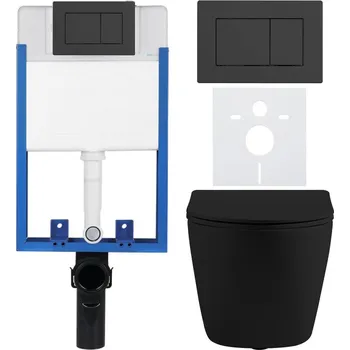 CERANO Podomítkový WC set Cesso černá mat WC tlačítko Classic, černé matné k zazdění