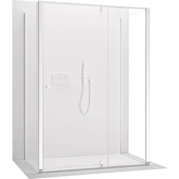 CERANO - Třístěnný sprchový kout Santini U L/P - 6 mm - chrom, transparentní sklo - 120x80x195 cm - pivotový