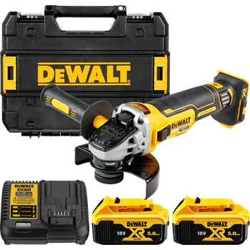 úhlová bruska DEWALT 18V XR 125 mm aku úhlová bruska s posuvným spínačem, 2x 5,0 Ah DCG405P2-QW