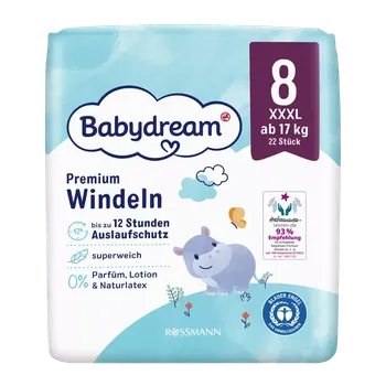 jednorázová plena Babydream Pleny Premium XXXL, 17+ kg, vel. 8 22 ks 22 ks