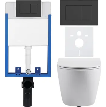 CERANO Podomítkový WC set Cesso bílá matná WC tlačítko Classic, černé matné k zazdění