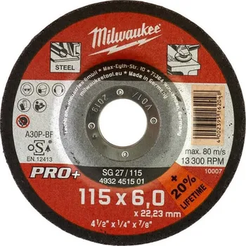 Brusný kotouč MILWAUKEE Brusný kotouč PRO+ SG27 115 × 6 mm