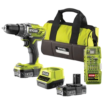 RYOBI 18V ONE+™ Aku vrtačka bez příklepu + sada bitů a taška