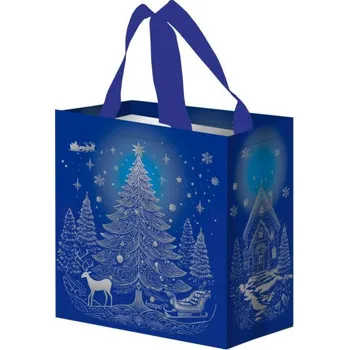 Dárková taška Taška lamino 10l Vánoční strom modrý