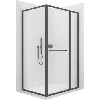 CERANO - Sprchový kout Versaro L/P - 6 mm - černá matná, transparentní sklo - 140x90 cm - křídlový