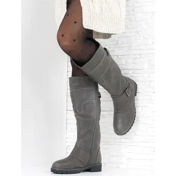 Dámské kozačky Listar Šedé kozačky pro široká lýtka GY58D-2D.G Velikost: 40