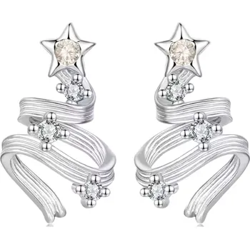 Náušnice For Silver Dámské stříbrné náušnice ve tvaru vánočního stromečku se zirkony - Stříbro 925