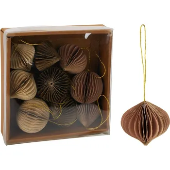 Vánoční ozdoba Sada 9 ks vánočních ozdob Ornaments, béžovo-hnědá, 6 cm, honeycomb