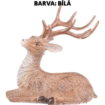 Jelen - polyresinová figurka, sedící, vel. L, bílý - ALA1823 WT-L