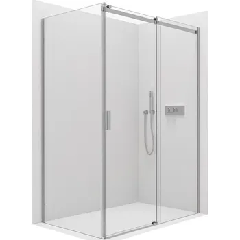 CERANO - Sprchový kout Santoro - levá - 6 mm - černá matná, mléčné sklo - 100x80 cm - posuvný