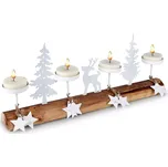 Dřevěný svícen na 4 čajové svíčky bílý…