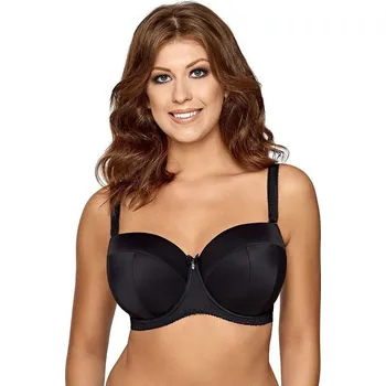 Podprsenka Černá hladká podprsenka - bardotka Ava Amelia Maxi 1787 Big Velikost: 100D, Barva: Černá