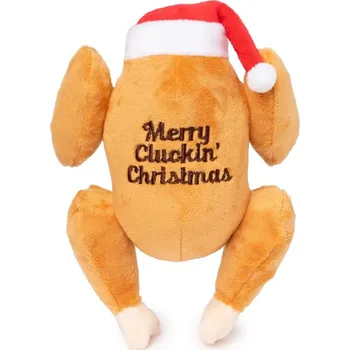 Hračka pro psa FuzzYard Plyšová vánoční hračka pro psy Merry Cluckin Christmas S 19 cm