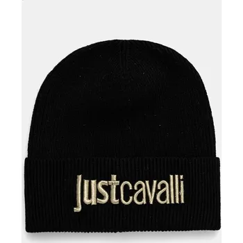 Čepice Čepice z vlněné směsi Just Cavalli černá barva, 77QAZK01 ZG239 77QAZK01.ZG239 99B, vel. ONE SIZE