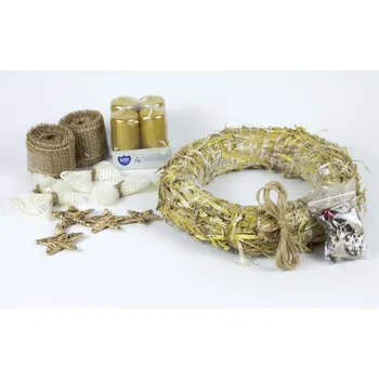 Vánoční dekorace Věnec 25 cm - DIY Barva svíček: Červená, Barva mašlí: Červené, Bodec: Stříbrný