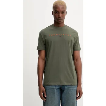 Pánské tričko Bavlněné tričko Tommy Jeans pánské, béžová barva, s aplikací, DM0DM20744 78X, vel. M