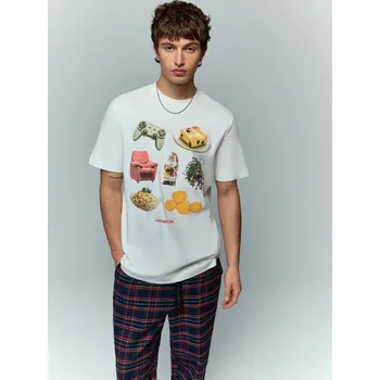 Vánoční tričko - S - House - krémový - 003GV-01X