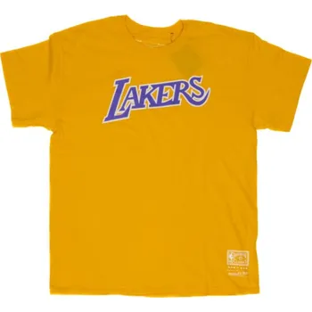 Pánské tričko mitchell & ness lakers worn logo wordmark tee Velikost oblečení: M