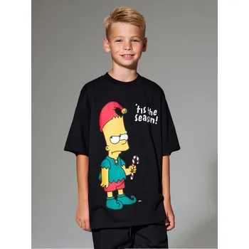 Chlapecké oblečení Sinsay - Bavlněná košilka s potiskem The Simpsons - černá - 720GJ-99X - 720GJ-99X-134