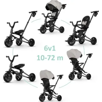 Dětské vozidlo QPLAY Skládací tříkolka NOVA Niello Grey, věk 10-72 měsíců