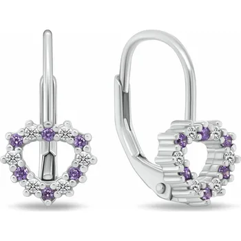 Náušnice Brilio Silver Dívčí stříbrné náušnice Srdíčko s kubickými zirkony EA1235WAM + 2 měsíce na vrácení zboží