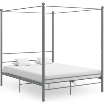 Postel zahrada-XL Rám postele s nebesy šedý kovový 160 x 200 cm 325065