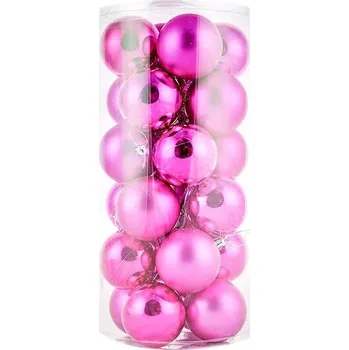 Vánoční dekorace DECOLED Vánoční ozdoby - koule plastové, růžové matné/lesklé, průměr 6 cm, 24 ks