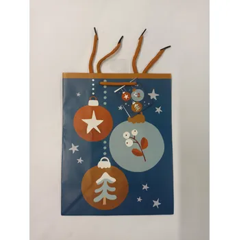 Dárková taška Dárková taška - 18x23x10 cm - Vánoční - Ozdoby na modré