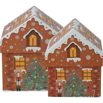Vánoce Sada vánočních dárkových krabic Cookie Houses, 2 ks, hnědá