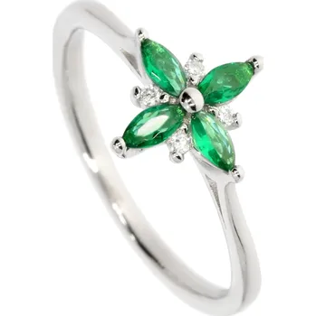 Prsten Zlatnictví Helios Stříbrný prsten zelený květ Velikost: 54, Váha: 1,85g