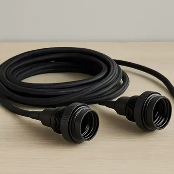 Dekorativní svítidlo Textilní drát s objímkou ​​a dvěma kroužky - Příslušenství k osvětlení