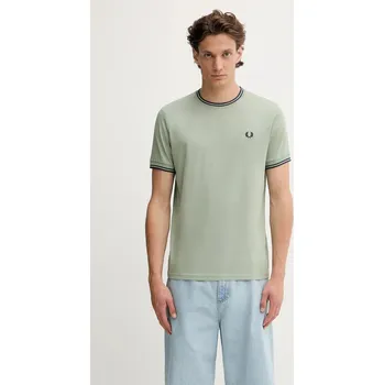 Bavlněné tričko Fred Perry, S, zelená, 70X