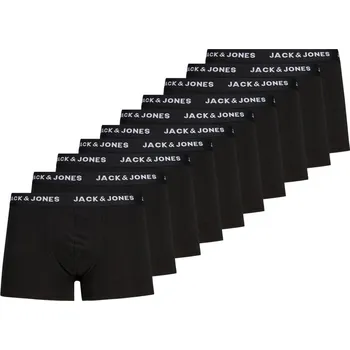 Boxerky Jack and Jones Solid Mens 10-Pack Boxer Trunks Black L