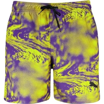 Pánské plavky Puma Printed Woven Swim Shorts Violet Purple S
