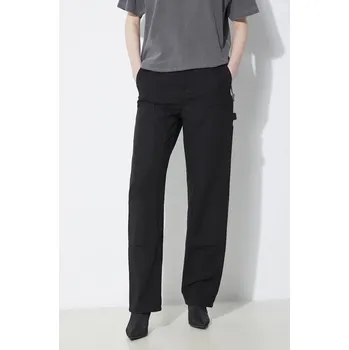 Dámské kalhoty Kalhoty Carhartt WIP Pierce Double Knee Pant dámské, černá barva, široké, high waist, I033139.8902, 26, 99X
